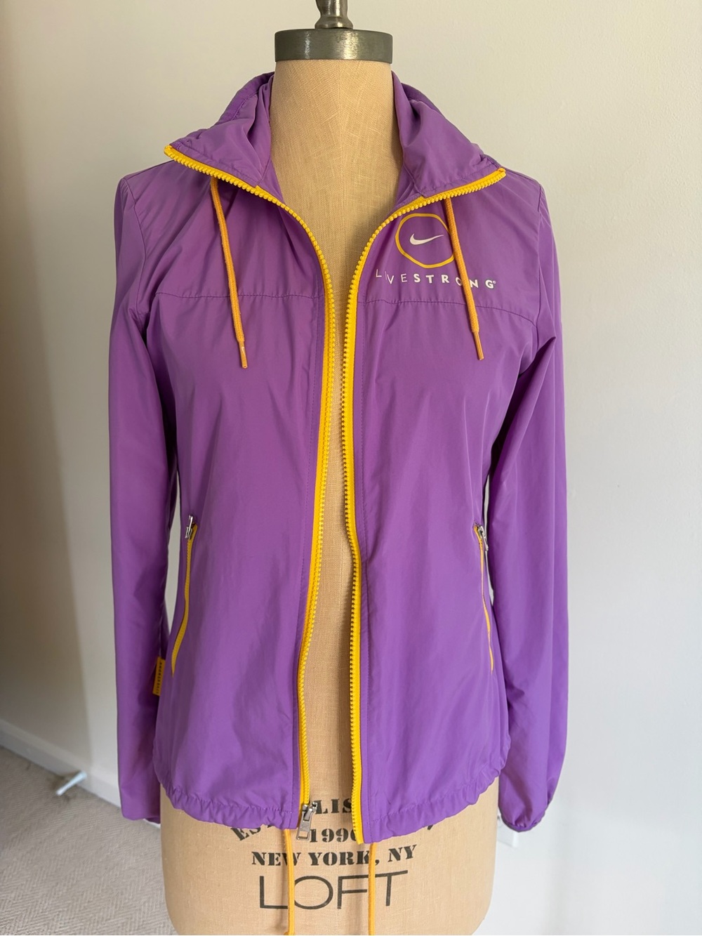 Nike Purple and Yellow LIVESTRONG Windbreaker Jacket